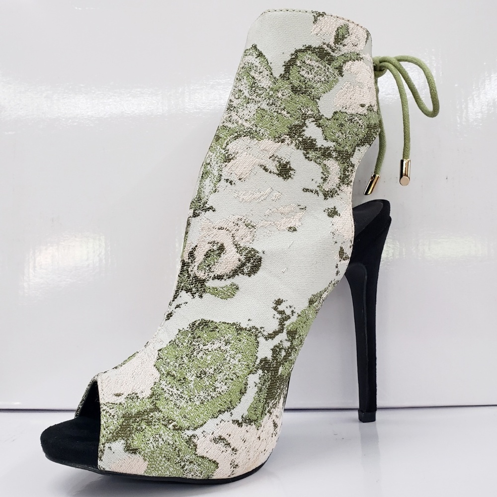 Olive Green Print 5" High Heel Shoes - Picture 5 of 8